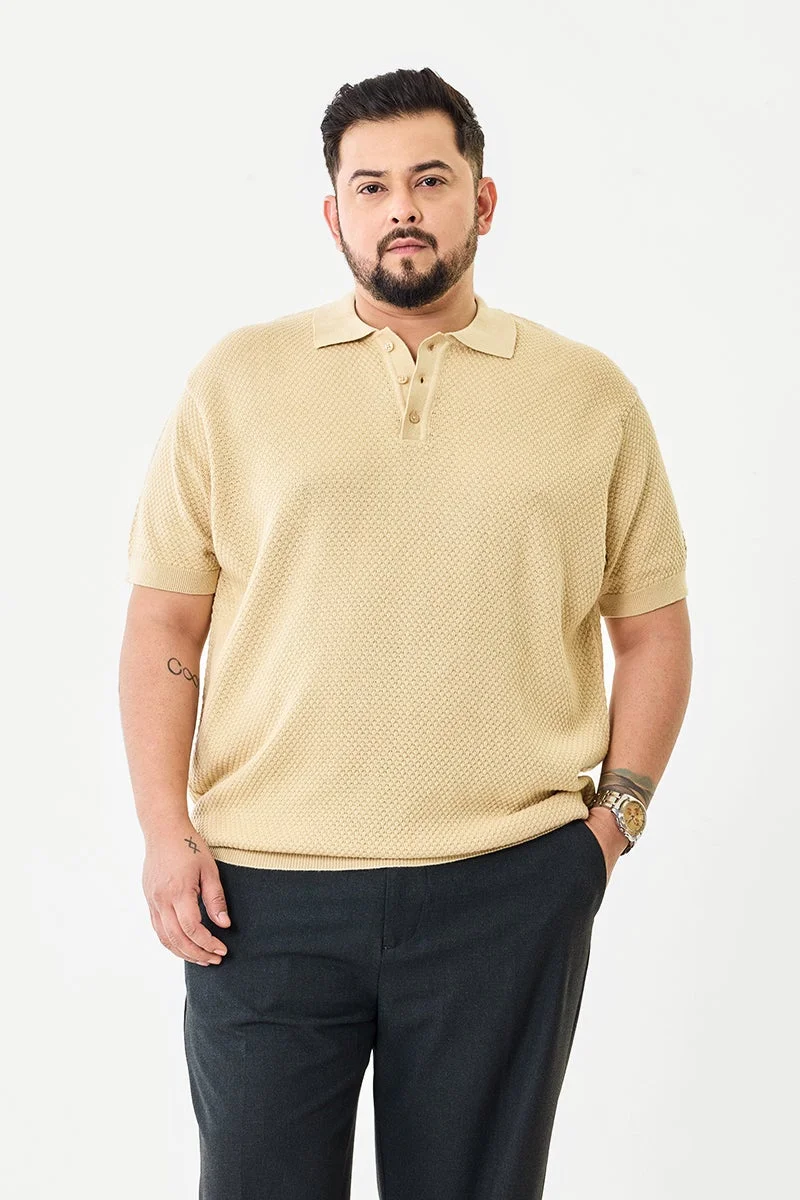 SNITCH 100% Cotton Knitted Plus Size Polo T-Shirt